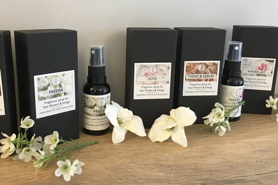 Faux flower Fragrance sprays.