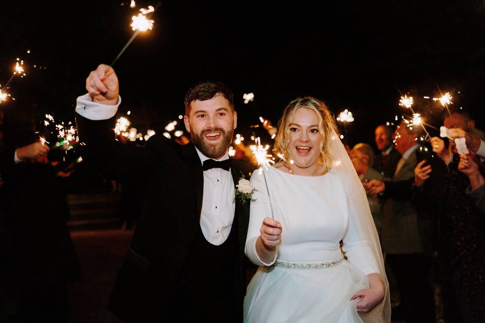 Sparklers at wedding