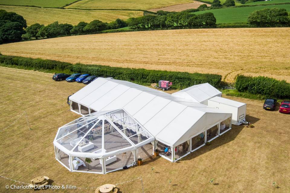 Marquee with clear roof bubble