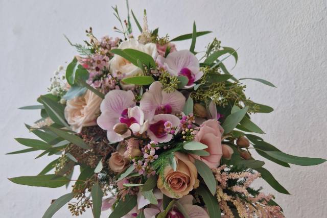 Soft pink , cream and blush