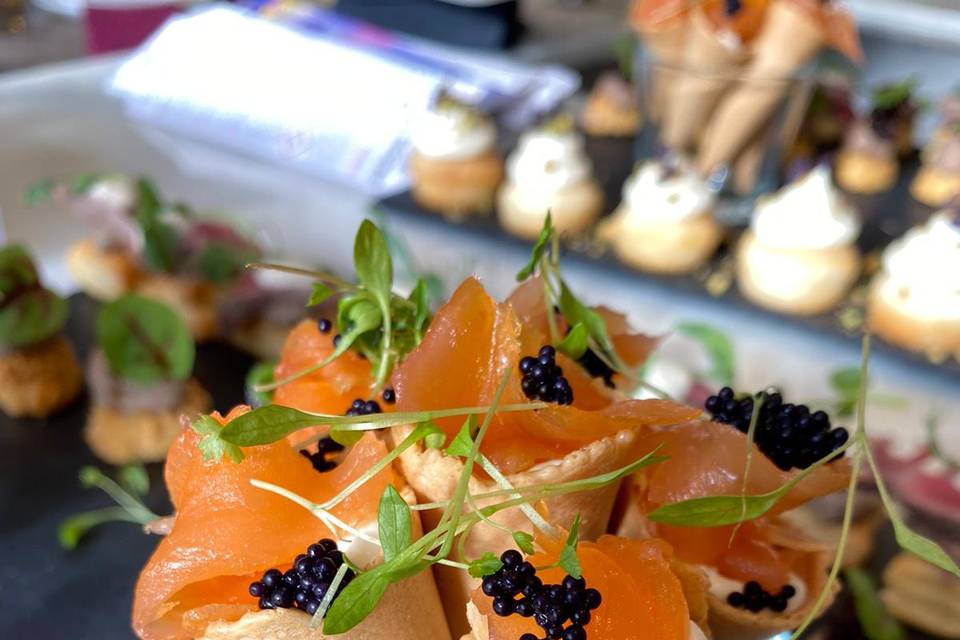 Salmon & caviar cones
