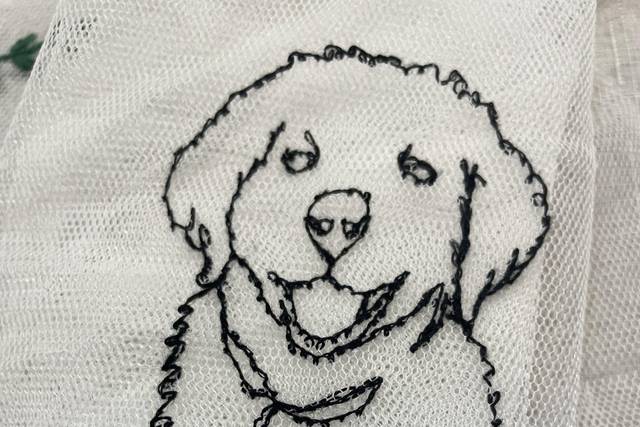 Dog wedding veil embroidery