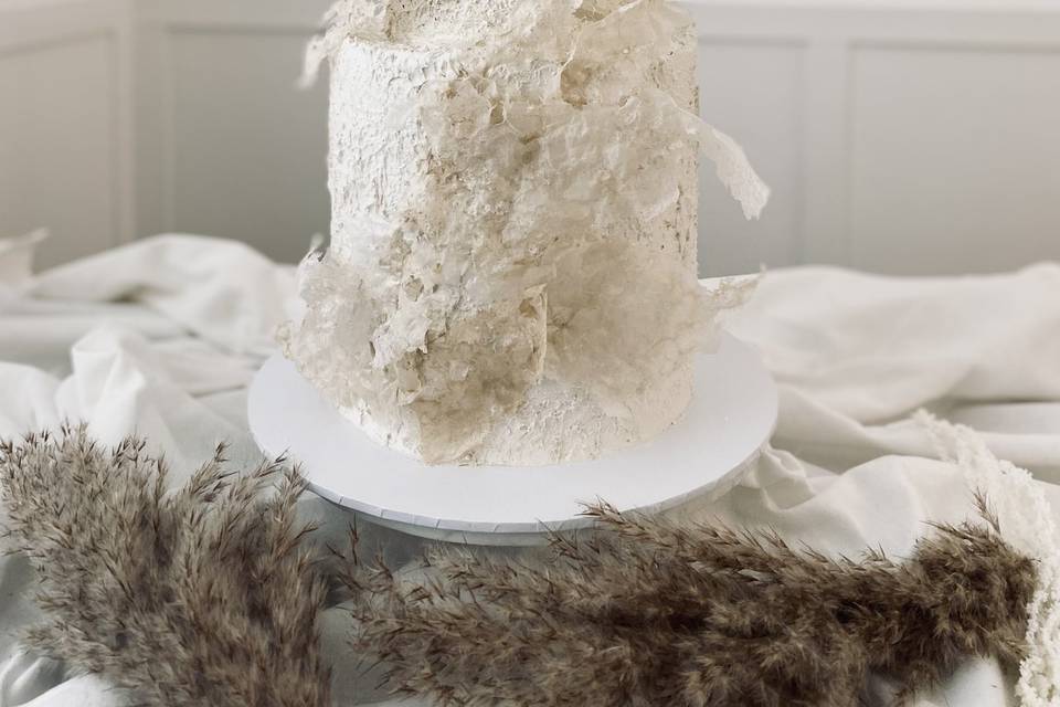 Modern whimsical wedding cake