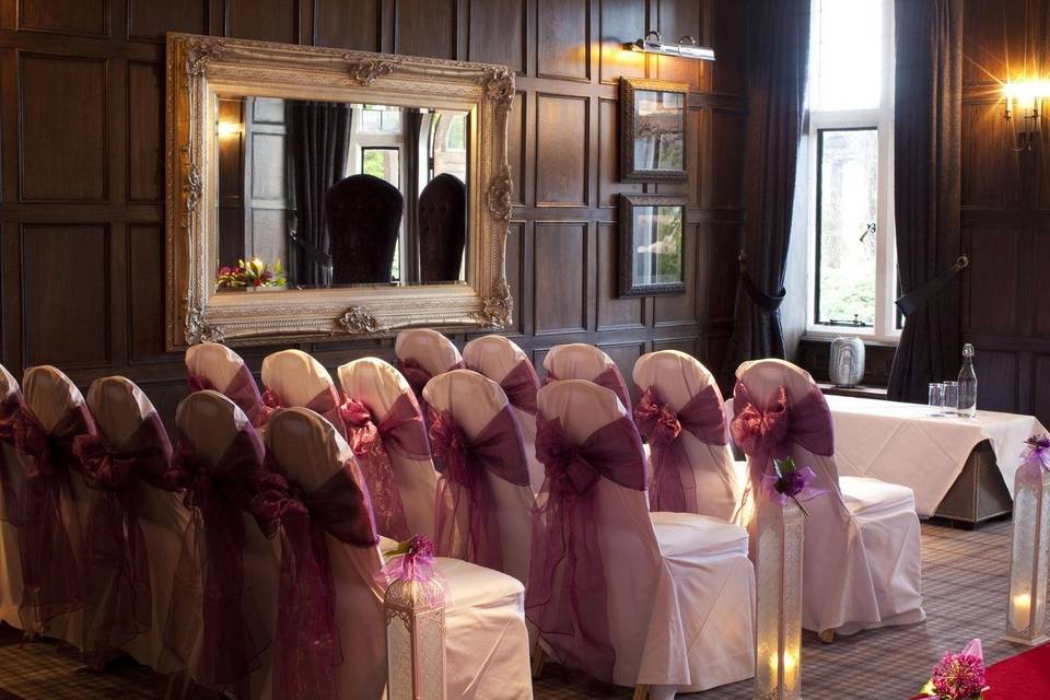 Chairs with sashes and bows