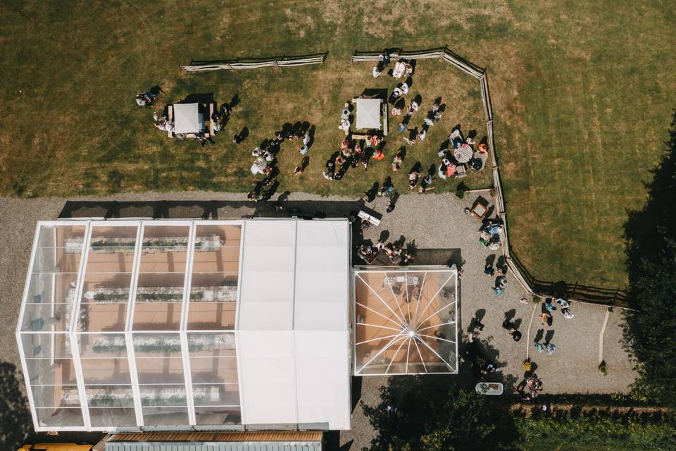 Birds eye view of the Marquee