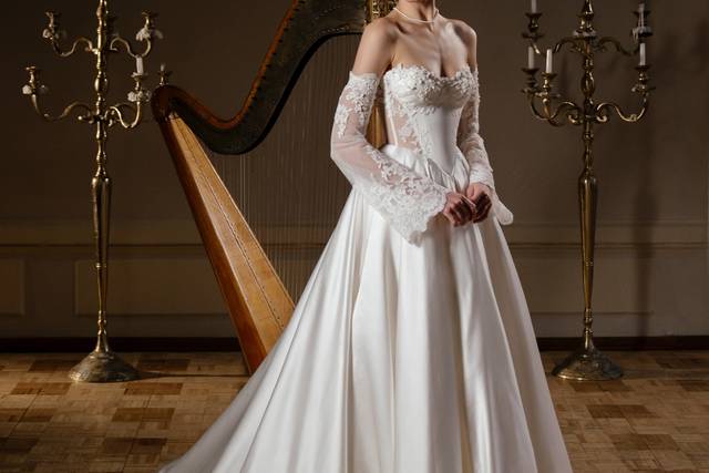 Basque waistline A-line dress