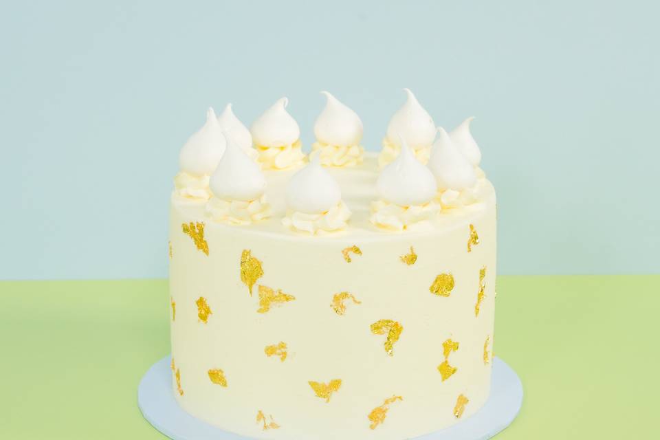 Gold Leaf White Wedding Cake