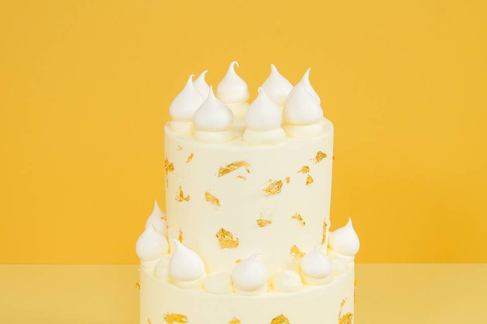 2-Tier Gold Leaf Wedding Cake