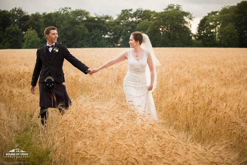 Just married in the fields