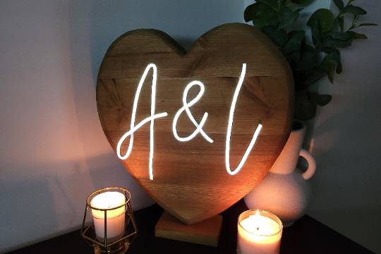 Initials - wooden heart sign