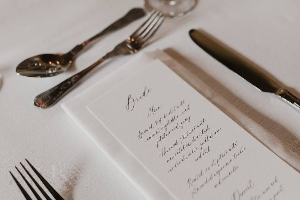 Willow Personalised Menu