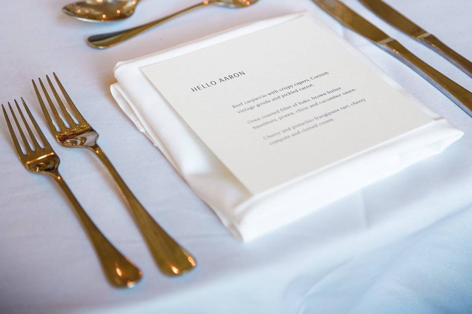 Luna Personalised Guest Menu