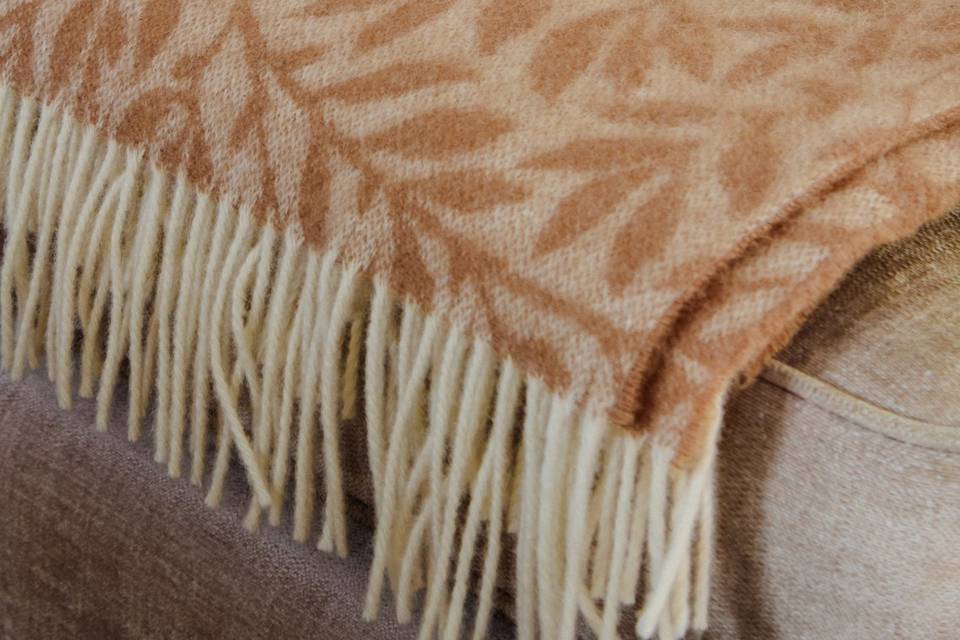 Beige Leaf Print Blanket