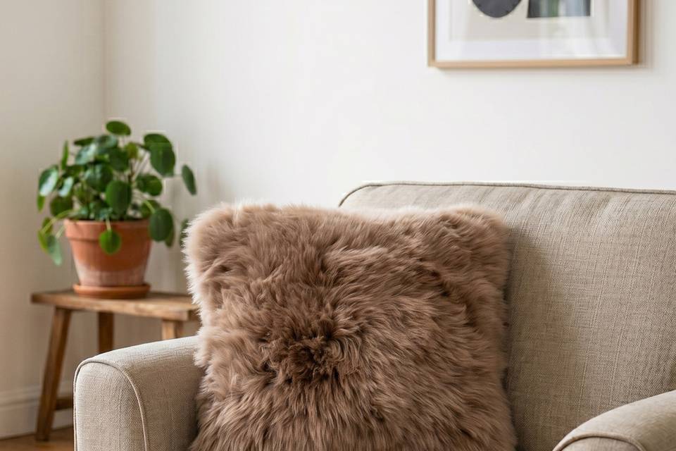 Brown Sheepskin Cushion