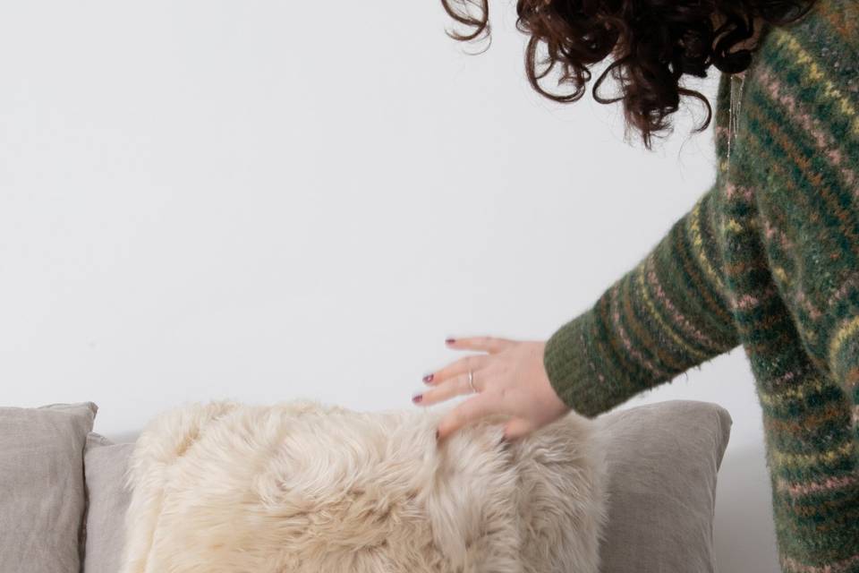 Beige Sheepskin Cushion