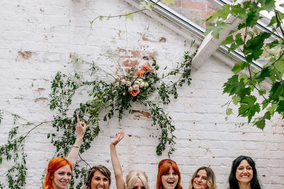 Amy and her bridesmaids in the Summerhouse