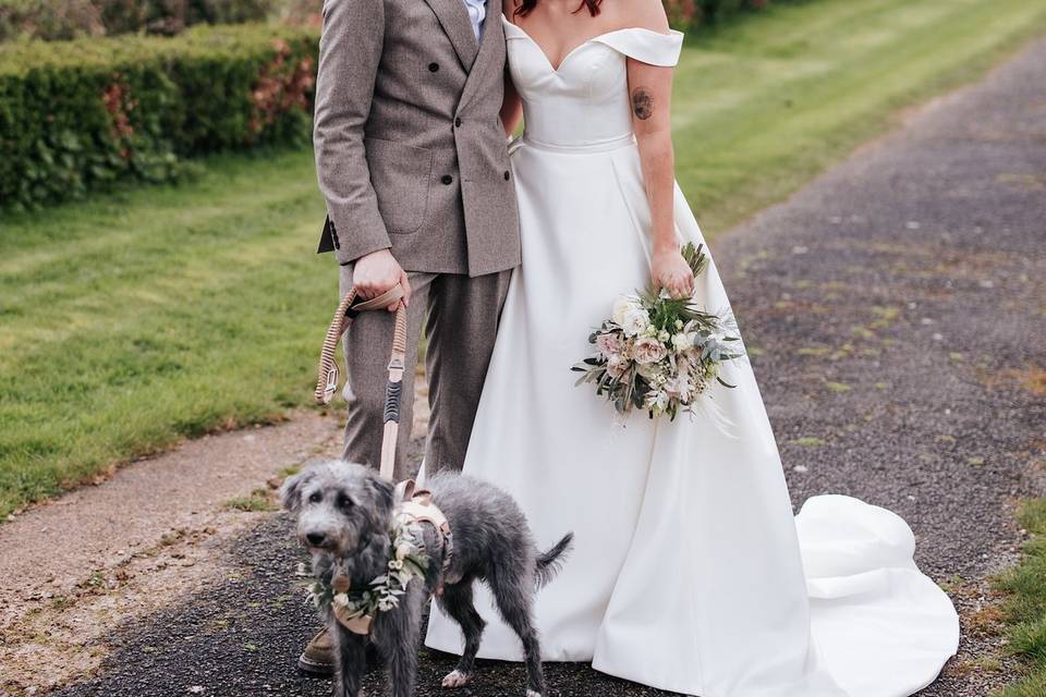 Bride groom and dog