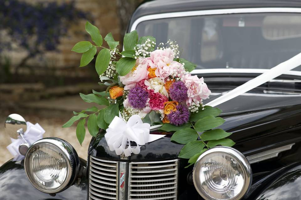 Flowers with car