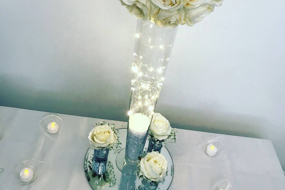 Tall rose centrepieces