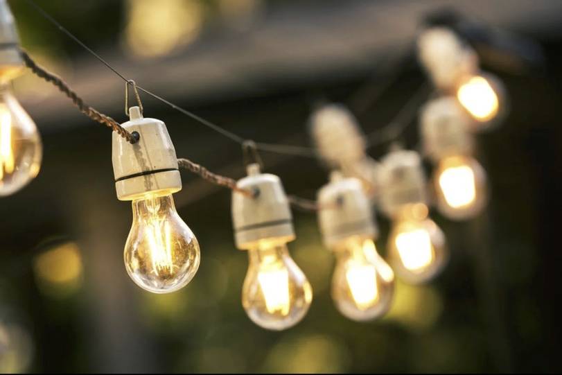 Festoon lighting in our garden