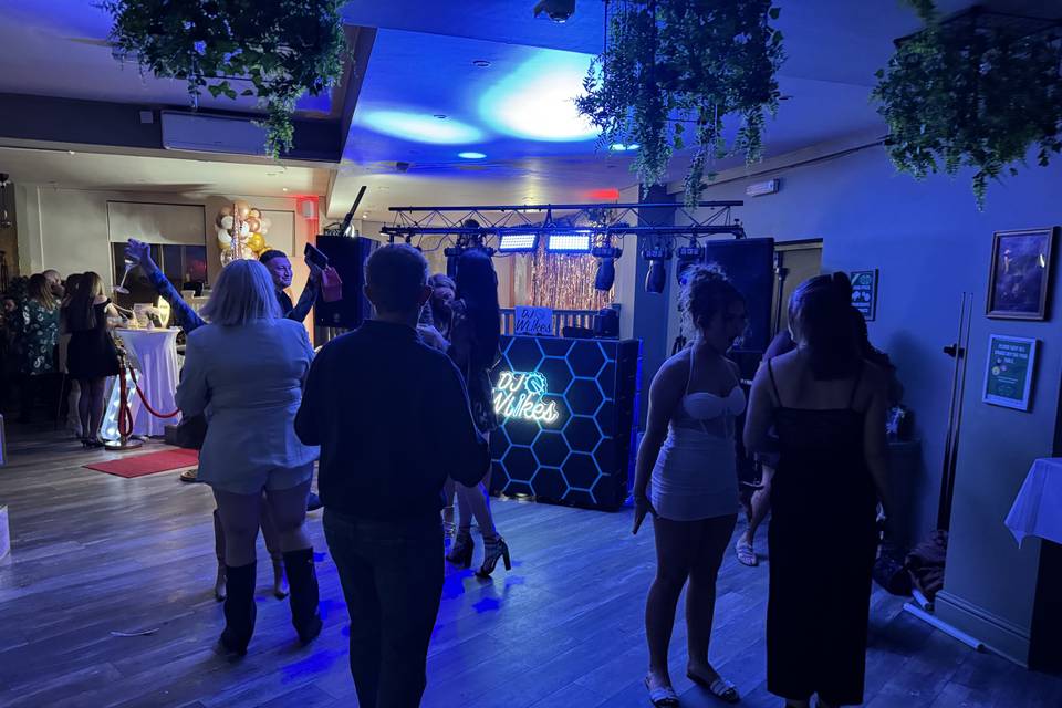 Professional DJ booth setup wi