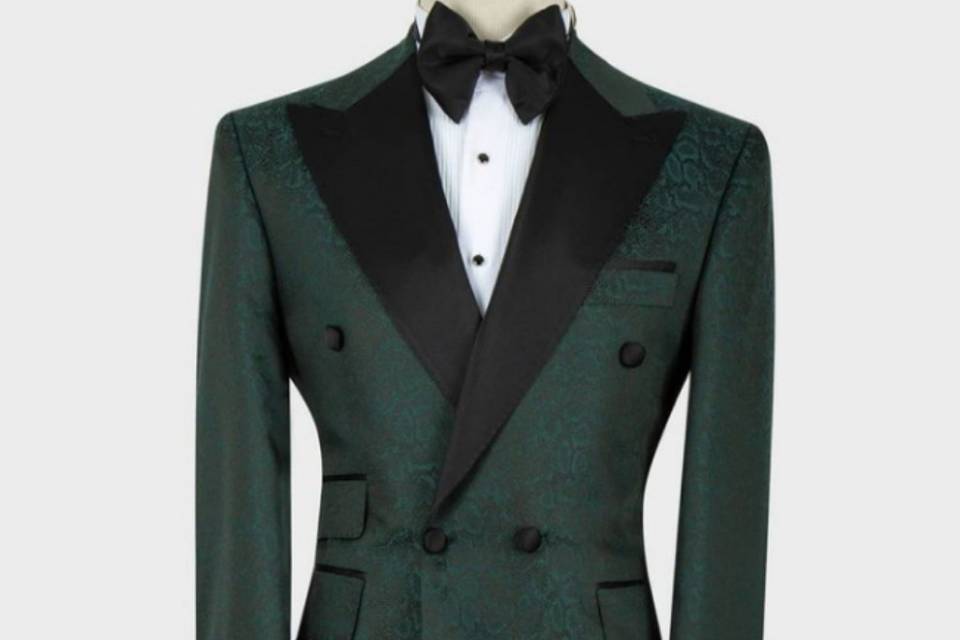 Snazzy green bold lapel tux