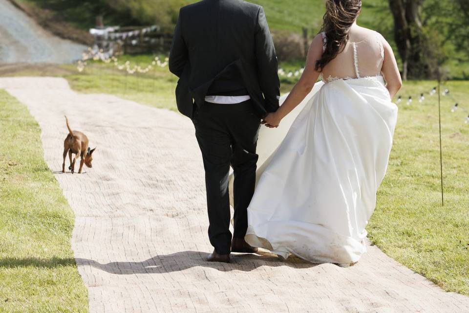 Couple walking away