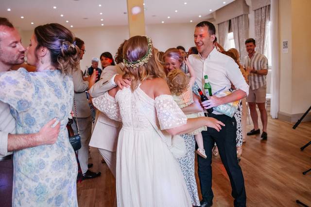Bride and groom dancing