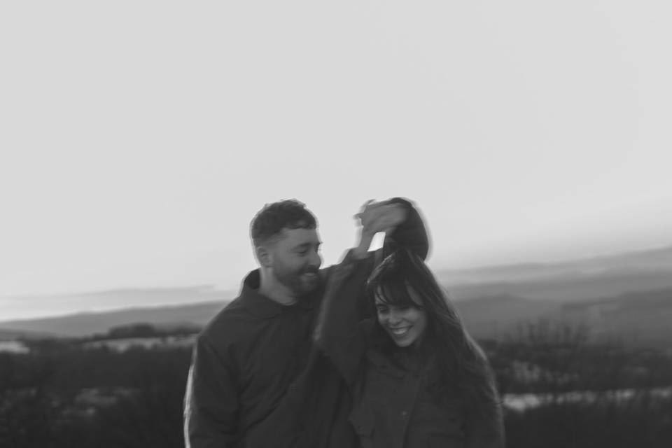 Sunset engagement Cotswolds