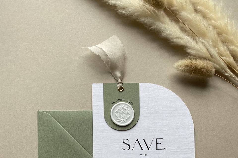 Minimal Green Save the Date
