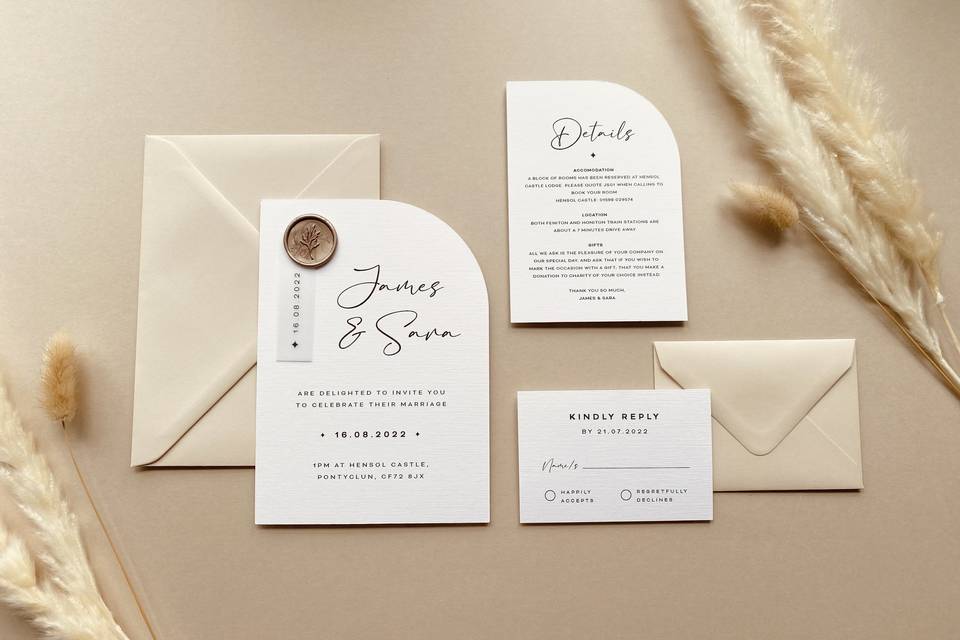 Minimal Neutral Wedding Invite