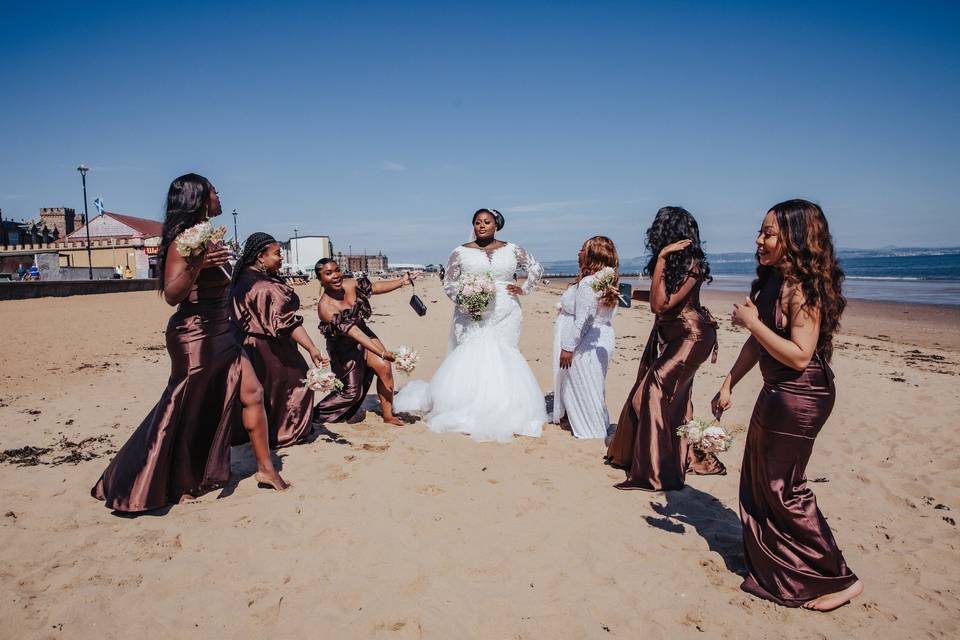 Bride and bridesmaid