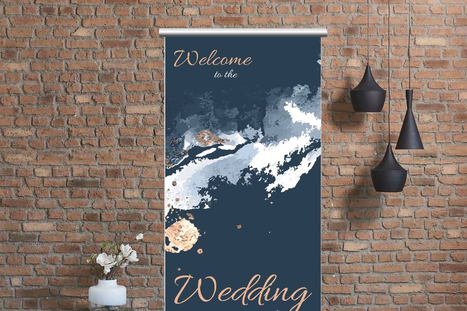 Abstract roll-up wedding banner