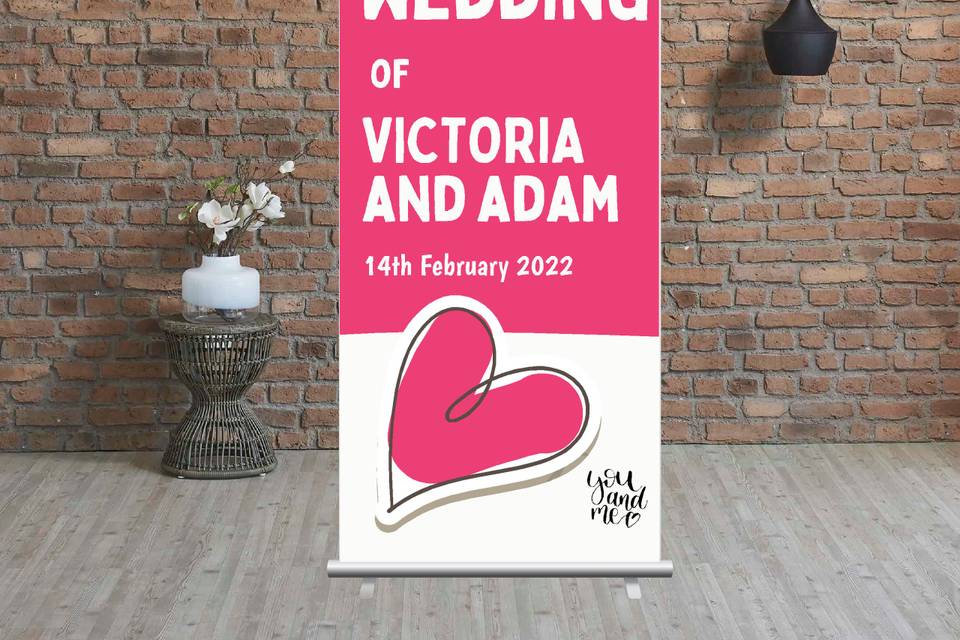 Bespoke roll-up wedding banner