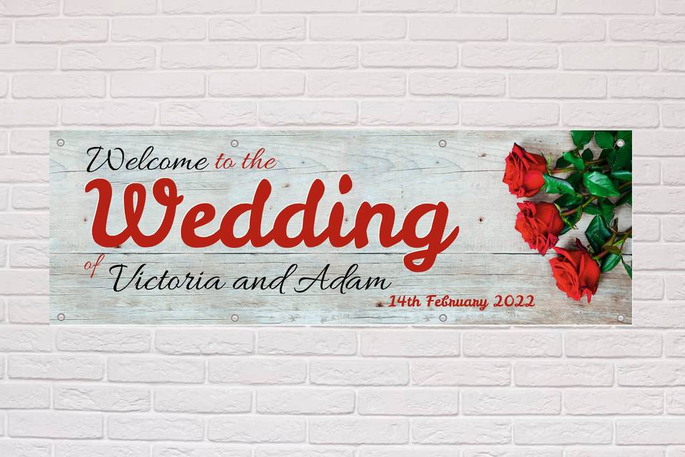 Wedding Banner Red Roses