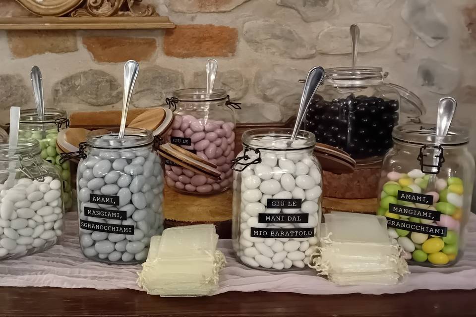 Sugared almonds inside