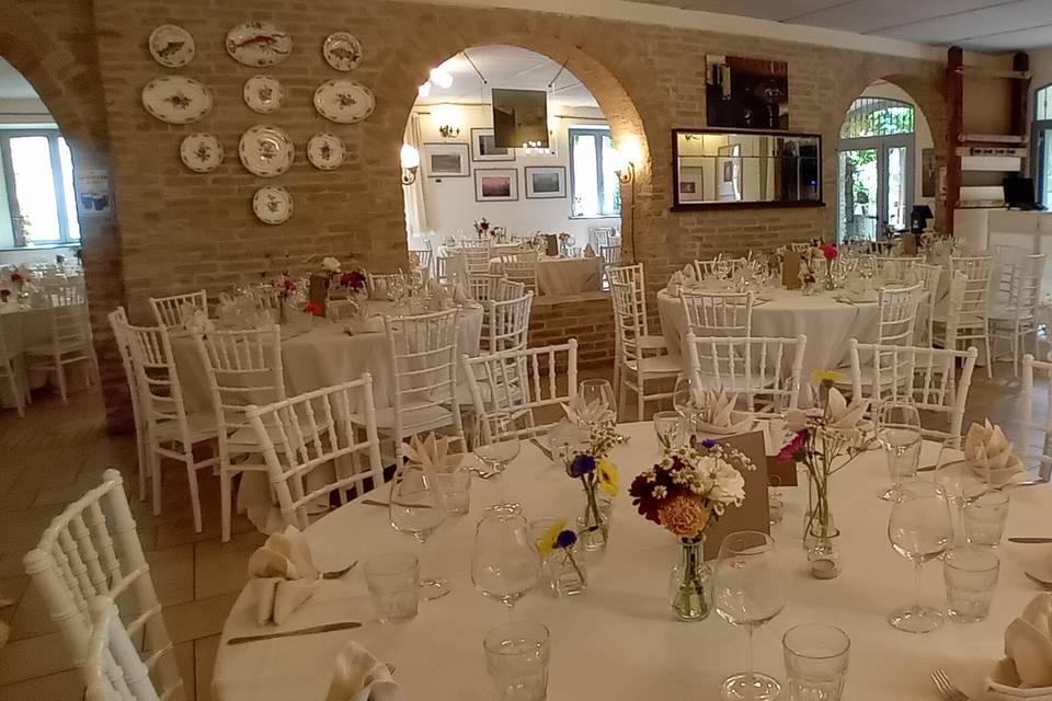 Round tables inside restaurant