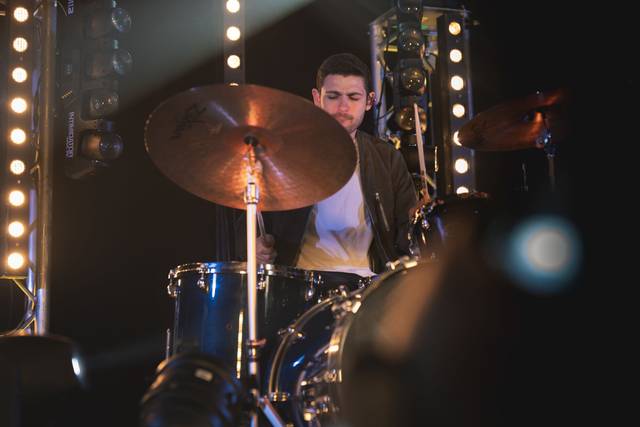 Ross on drums