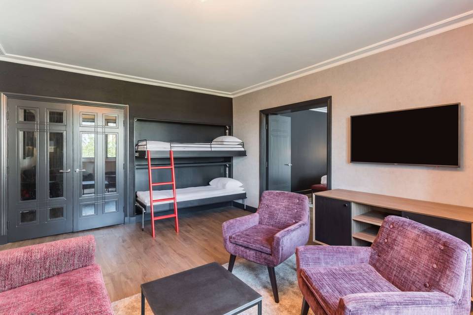 RED Family Room with Bunk Beds