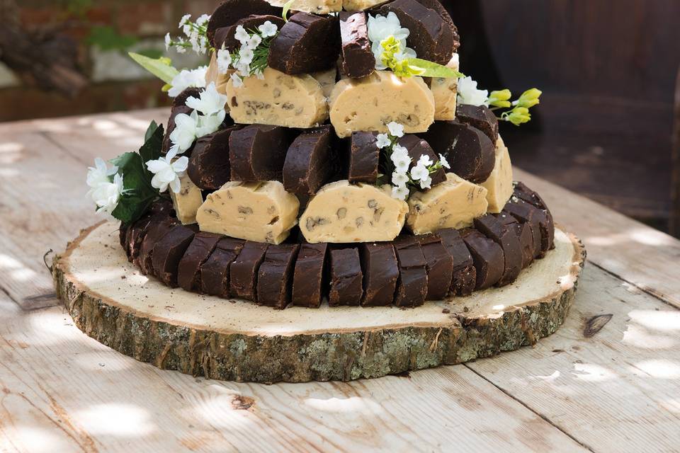 Fudge tower for wedding