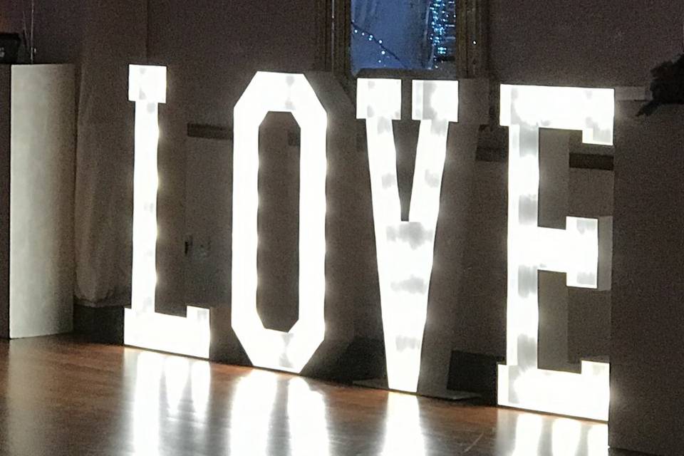 Four-foot LED love letters