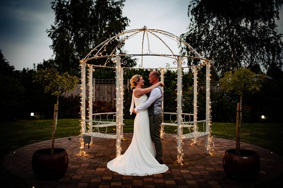 Under the gazebo