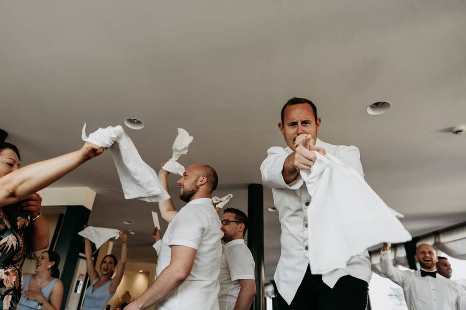 Our famous napkin wave in Rome