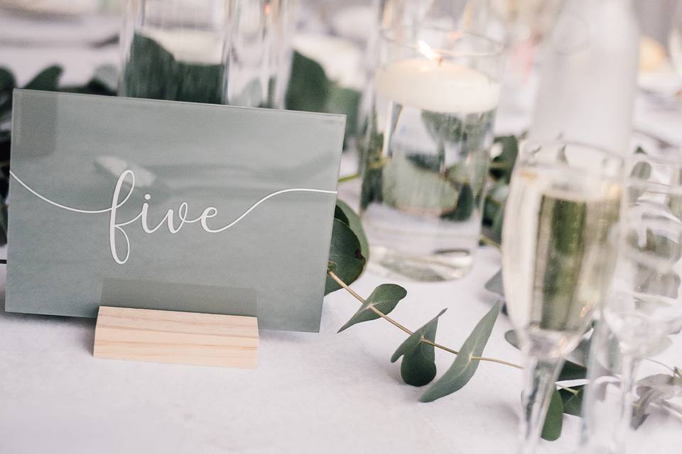 Sage green table number