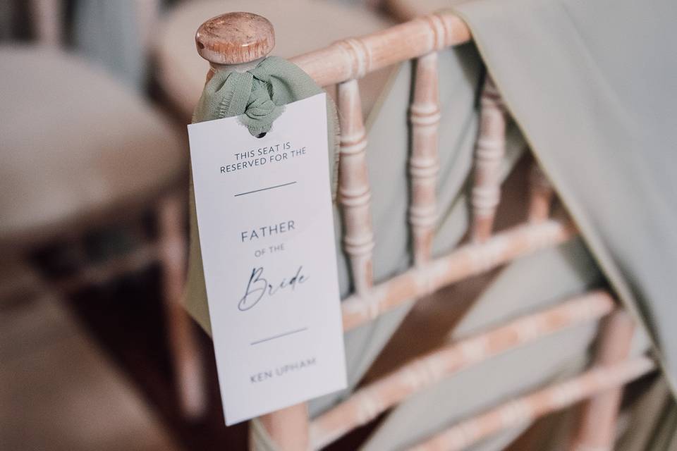 Sage reserved seating card