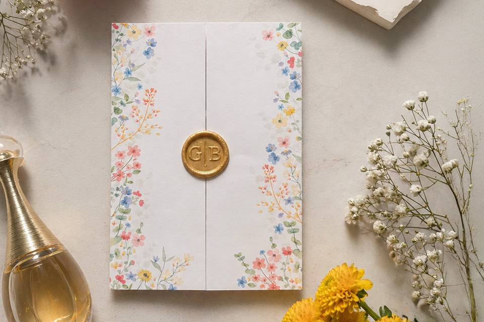 Wildflower invitation sleeves