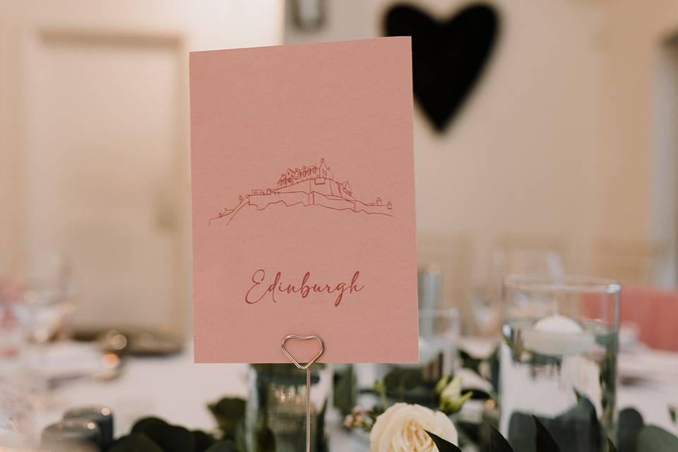Pink Edinburgh table name