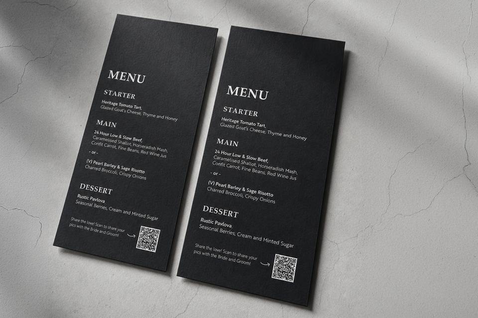 Black, modern menus