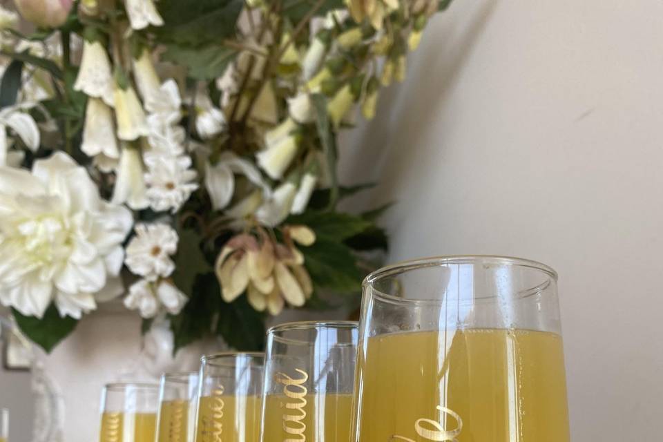 Wedding morning bubbles