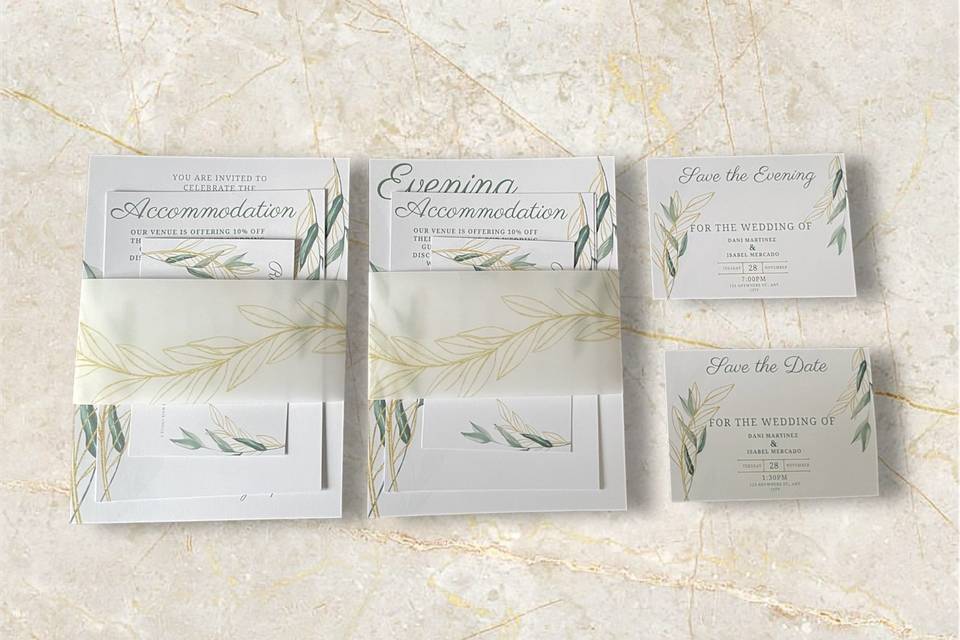 Emerald and Gold Invites